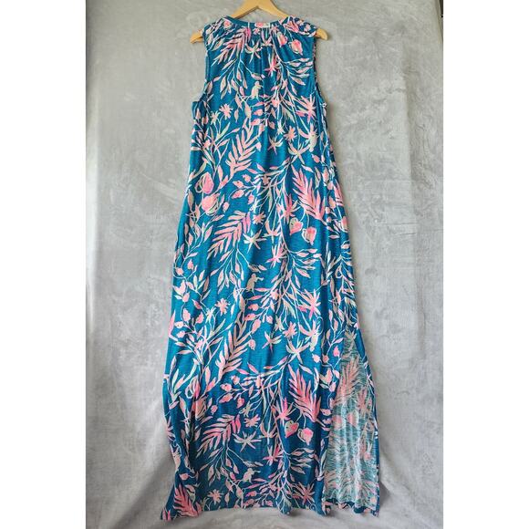 Lilly Pulitzer Dress Womens XL Floral Maxi Tank Essie Tidal Wave It's Prime Time - Picture 8 of 11